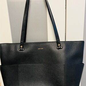 Anne Klein Black Structured Tote with Minimalist Design